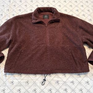 SET Active brown cropped fleece pullover sweatshirt size XS